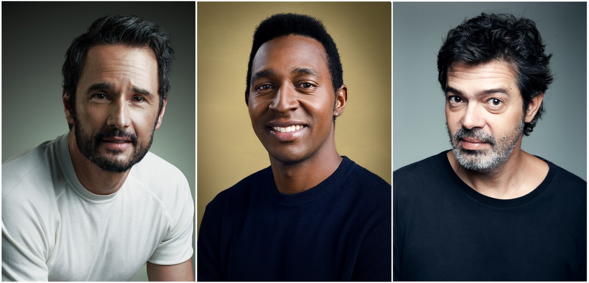 Rodrigo Santoro (João Saldanha), Bruno Mazzeo (Zagallo) e Lucas Agrícola (Pelé) (Foto: Divulgação)