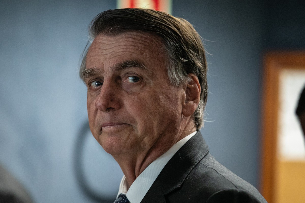Jair Bolsonaro em interrogatória em ação penal da trama golpista no STF (Foto: Brenno Carvalho / Agência O Globo)